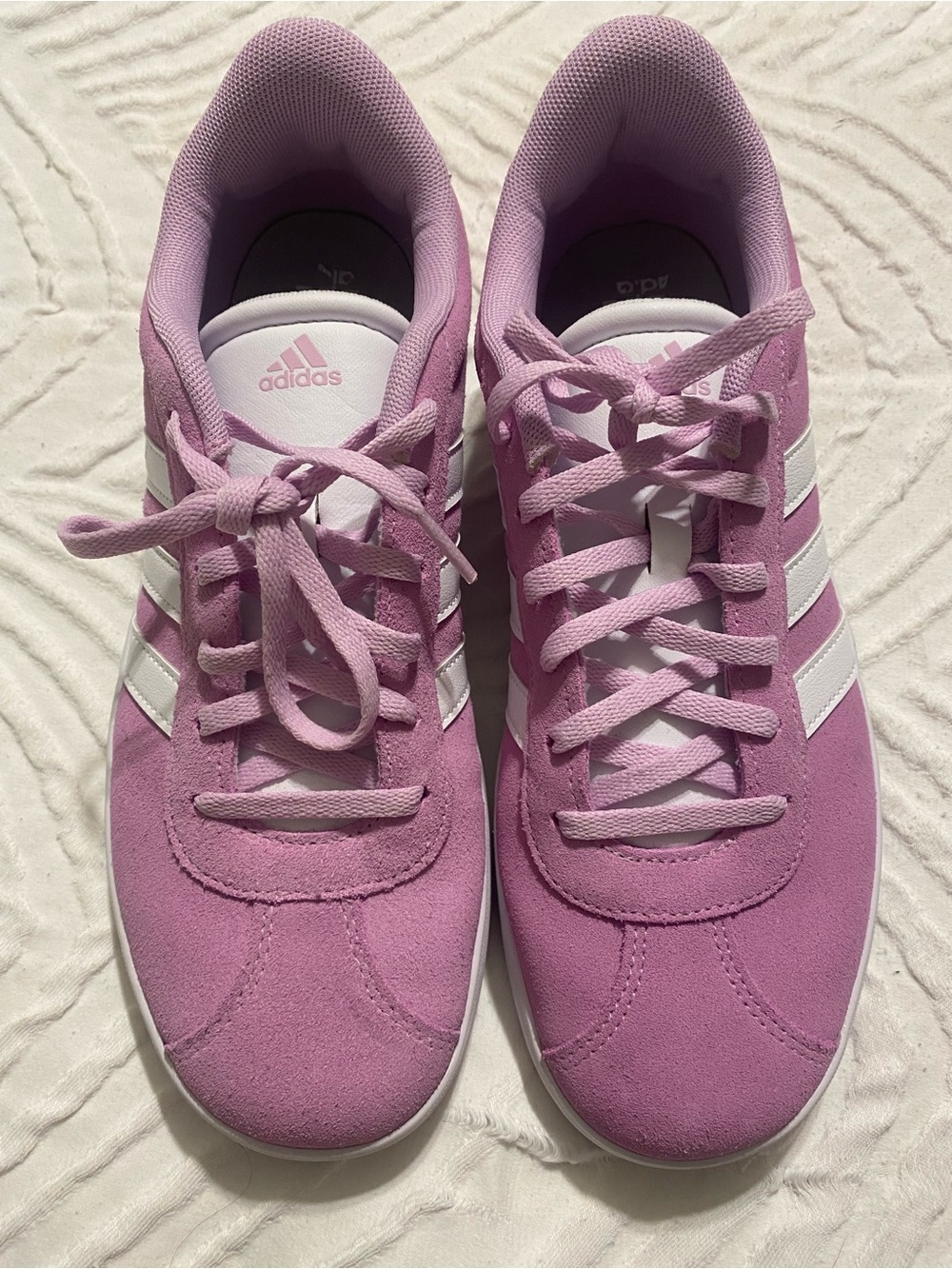 adidas Pink Suede Low-Top Sneakers with White Stripes